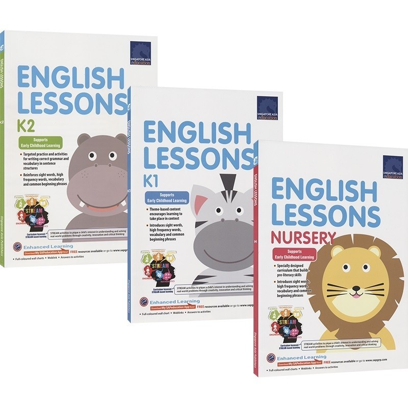 SAP 新加坡幼儿英语课程 English Lessons N-K2 3-6岁 英语启蒙练习册 认识字母 书写练习 自然拼读 特色STERM 英文原版进口教辅