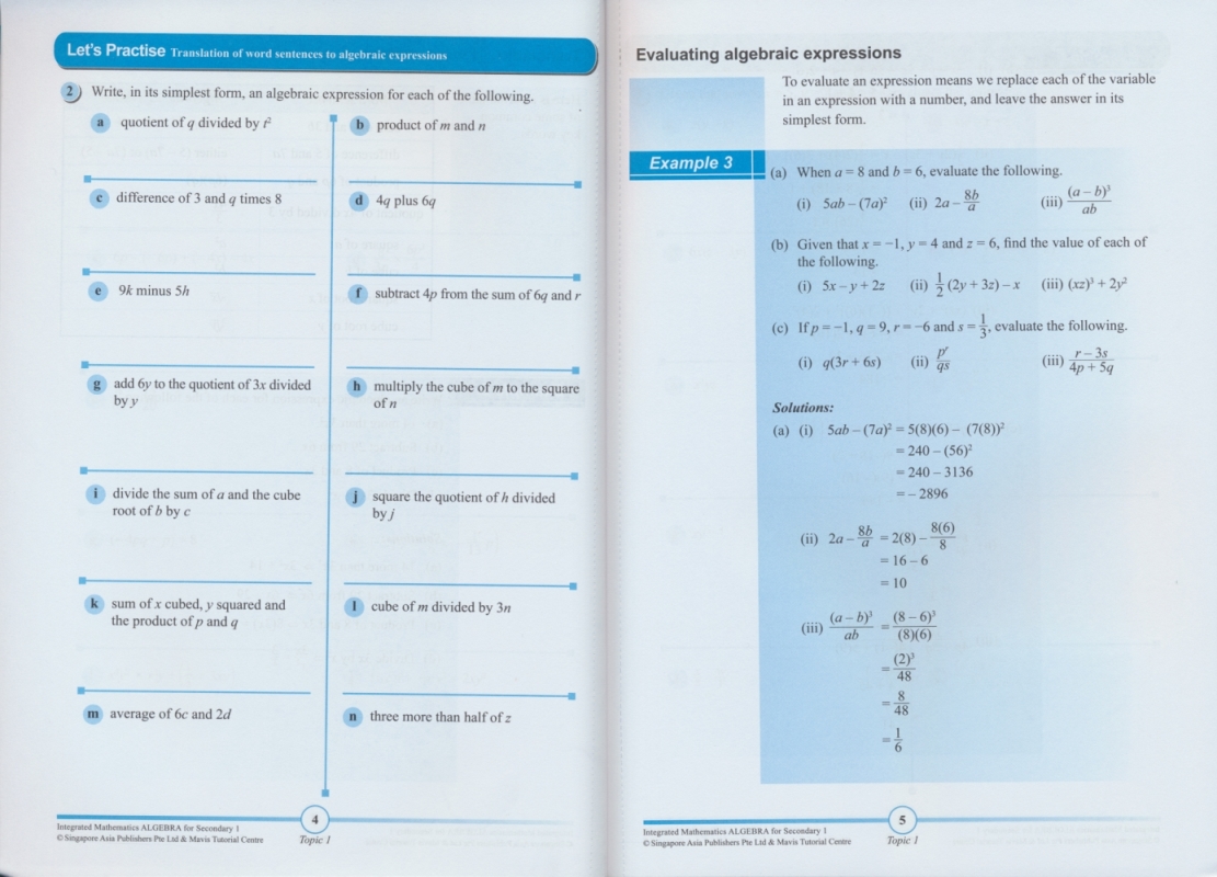 新加坡初中数学专项练习 SAP Integrated Mathematics Algebra Secondary 1综合数学系列代数/几何/图表数学解题思路英文原版-图1