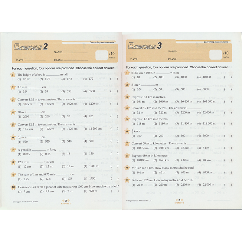 SAP Conquer Mathematics 5 五年级数学练习册 分数小数百分比和测量面积体积专项训练 原版进口 新加坡数学攻克版小学教辅英文版 - 图3