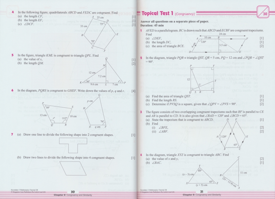 初二年级数学2B册 SAP Secondary 2 Mathematics Tutorial 2B 新加坡数学原版教辅  SAP初中数学教程系列 初二数学练习册讲解 13岁 - 图2