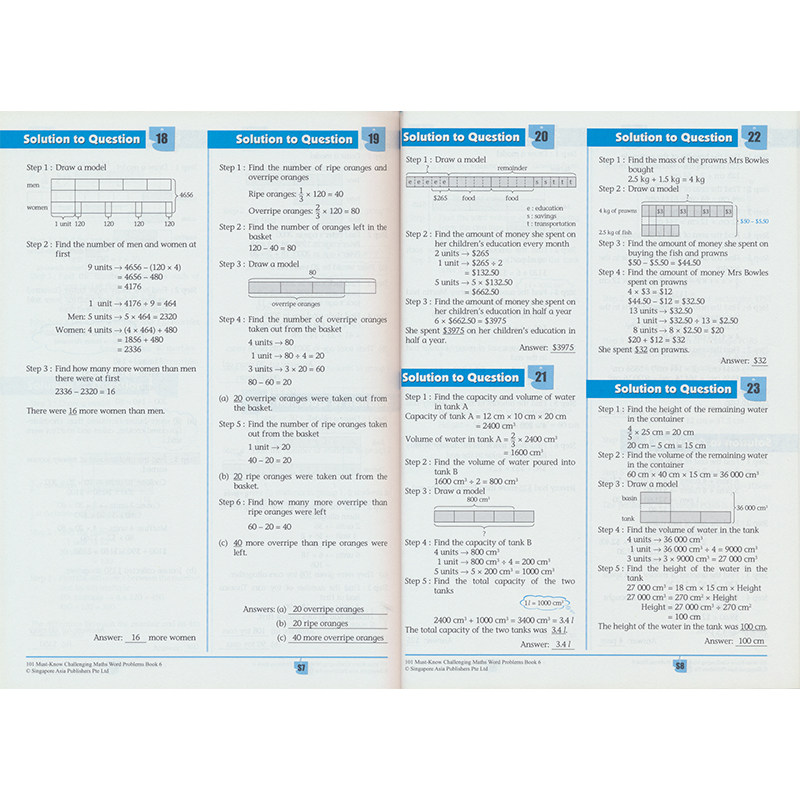 SAP 101 Challenging Maths Word Problems Book 6年级101个数学应用题 sap新加坡数学应用题英文 ...