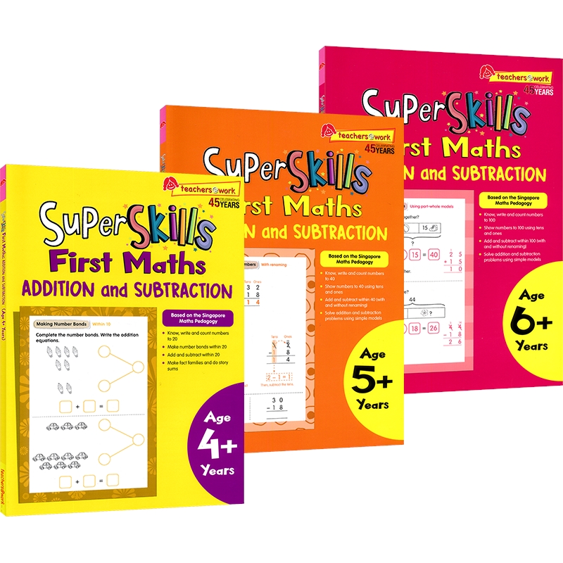 新加坡数学 Super Skills First Maths Addition and Subtraction Age 4-6+ 超级技能系列加法和减法 CPA教学法 培养数感 逻辑思维 - 图0