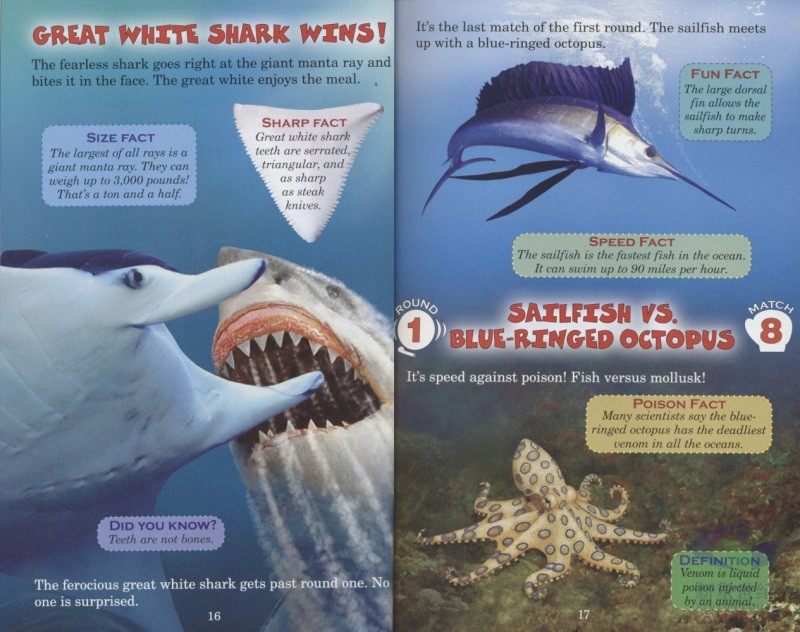 6-10岁学乐英语分级绘本猜猜谁会赢系列之动物主题科普读物英文版6册 Scholastic Who Would Win 小学生课外读物STEM科普绘本恐龙 - 图3