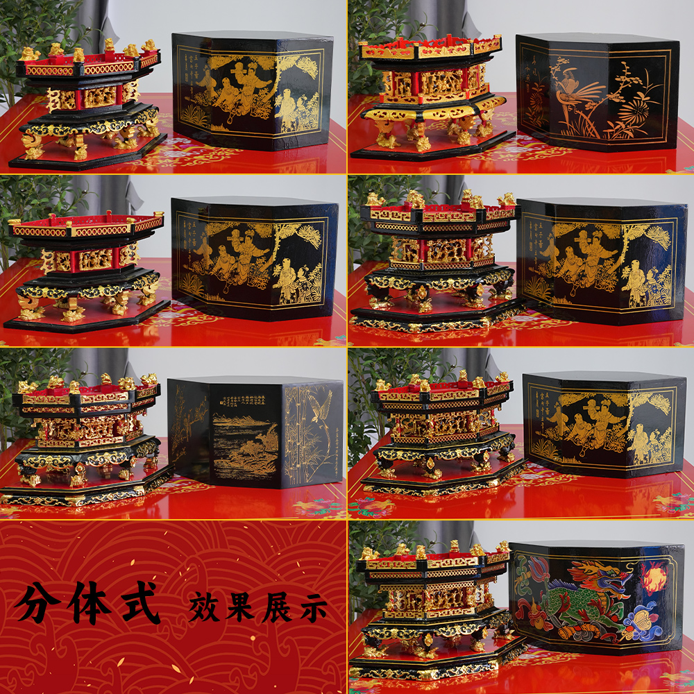 Boxed Chaoshan handmade wood carving collectibles antiques