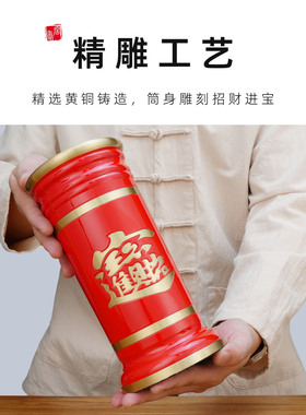 纯铜香筒家用装香筒放香存香插香桶财神线香供佛香桶佛堂佛具用品