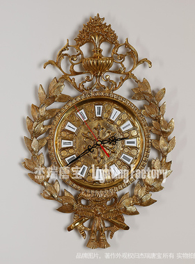 奢华法式重工雕刻全铜装饰挂钟工艺品钟欧式别墅客厅餐厅墙壁时钟
