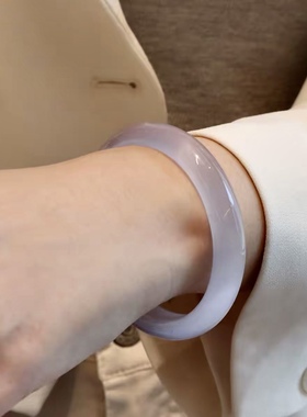 普陀山文创玻璃猫眼玉石手镯新中式国风平安高透白月光镯子女款