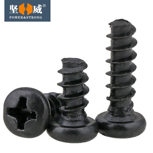 加硬黑色圆头平尾自攻螺丝钉十字盘头平尾自攻丝木螺钉M1.4M2-M4 - 图3