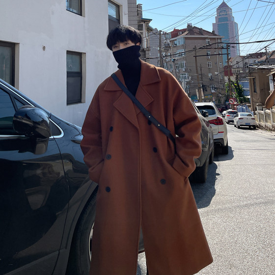 Winter woolen coat thickened over the knee mid-length