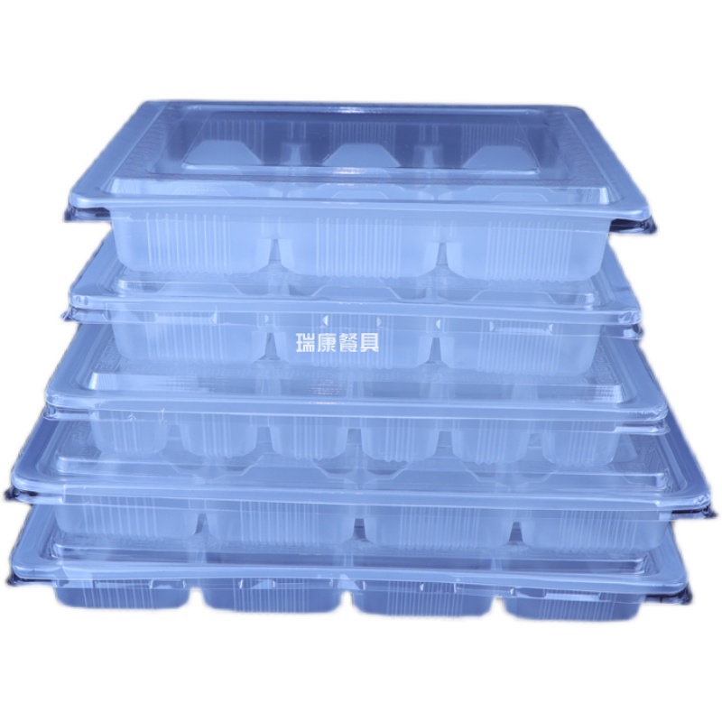 一次性饺子盒透明12 15 18 20格带盖速冻打包外卖水饺盒塑料托盘 - 图3