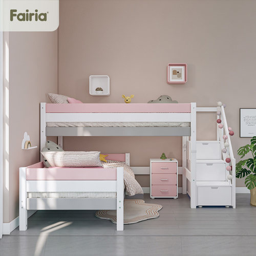 Fairia法芮亚儿童床男孩浅蓝色斜梯女孩床白色环保水性漆简约 - 图0