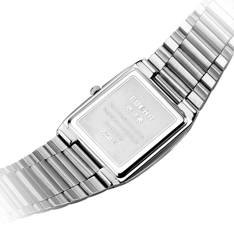 依波表男士精钢防水正品手表石英表休闲方形腕表潮流时尚男表0243