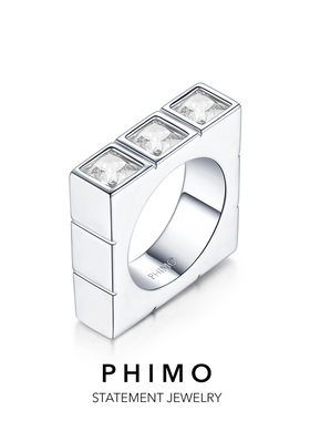 系列几何方形戒指小众原创设计