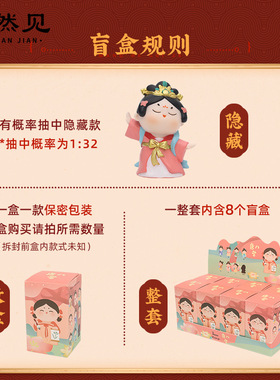 唐小圆古风中式古典唐朝卡通创意家居桌面女孩装饰汽车小摆件盲盒