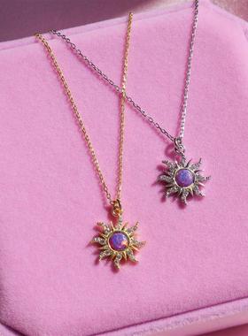 欧美真澳宝项链复古多巴胺芭比项链蛋白石吊坠跨境微镶锆石吊坠