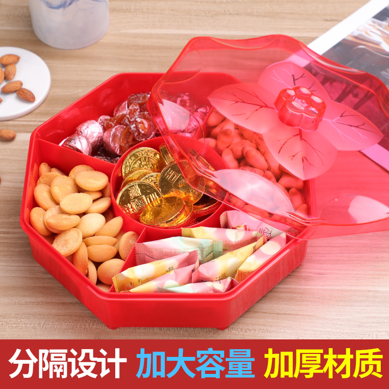 家用创意糖果盒多格坚果盒塑料带盖密封水果盘现代客厅茶几干果盒 - 图2
