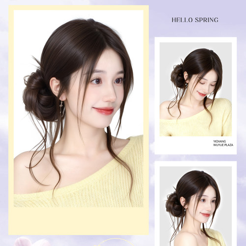 丸子头假发发圈侧扎龙须花苞头仿真发自然蓬松盘发神器无痕假发包 - 图3