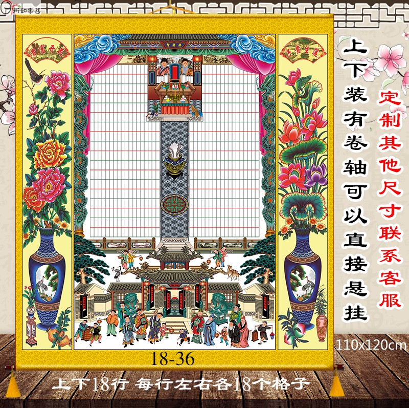 热销家谱图布料老祖宗单子人物家堂轴子祖茔家谱画像15代以上族谱,淘宝优惠券,粉丝福利购,淘宝优惠卷