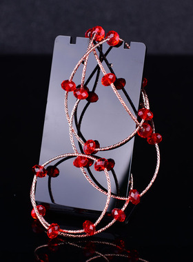 925纯银电镀大红色闪亮水晶手链