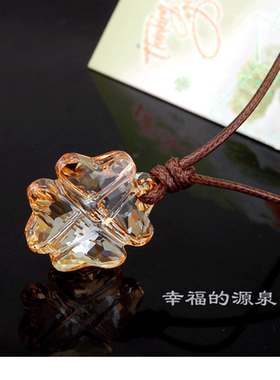大号幸福奥地利水晶系绳四叶草