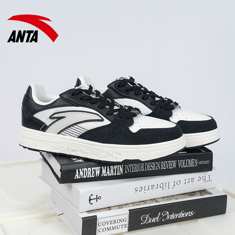 安踏街顽板鞋女鞋黑白熊猫2026新款耐磨潮流厚底增高休闲鞋运动鞋,淘宝优惠券,粉丝福利购,淘宝优惠卷