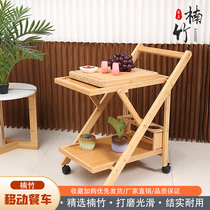 Minimalist Hotel Restaurant Beauty House Dining Car can Home Modern Nangbamboo rectangular Double Shelf Trolley Trolley