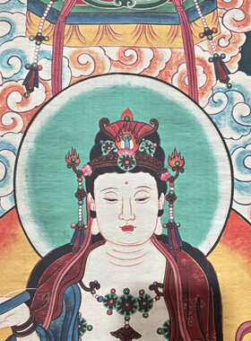 牛皮纸唐卡【文殊菩萨】尺寸:90*45cm 未装裱