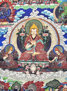 唐卡黄财神大黑天佛像挂画桌面摆台菩萨发财招财玄关装饰画