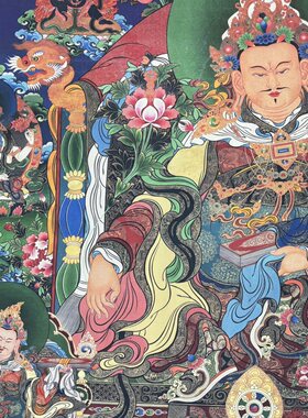 藏式唐卡文殊菩萨挂画藏佛唐卡布画条幅壁画59*83未装裱
