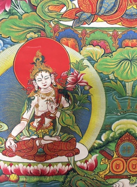 牛皮纸唐卡,文殊菩萨尺寸:59*83cm