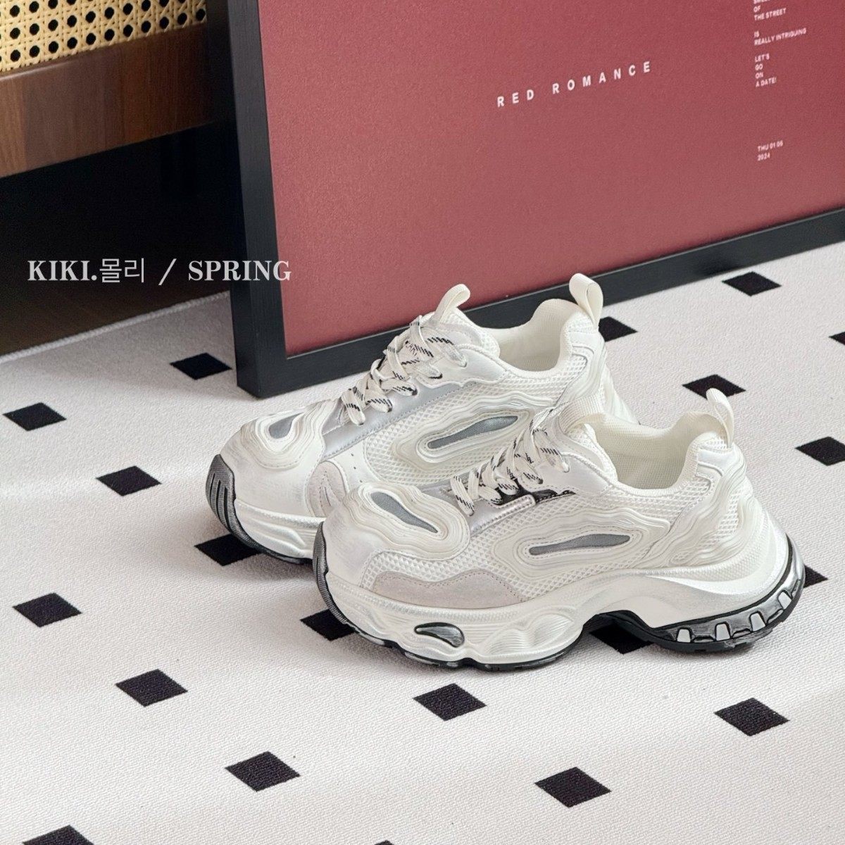 韩版小众ins设计感2026早春新款做旧厚底增高休闲运动老爹鞋轻便,淘宝优惠券,粉丝福利购,淘宝优惠卷