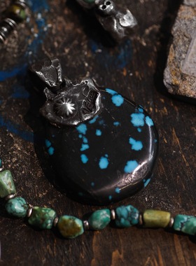 跋折罗VAJRA孤品松石银吊坠