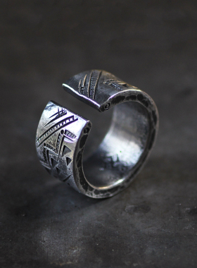 原创图腾手工戒指复古印第安银饰