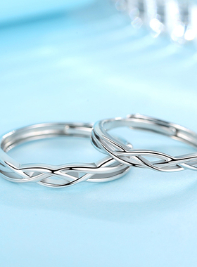 闭口足银送女友生日礼物情侣戒指