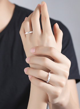 s999纯银戒指情侣对戒生日礼物