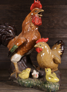 古玩旧藏石湾瓷五福临门雕刻摆件