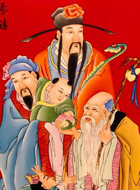 特价清仓处理一批景德镇陶瓷画王大凡镶郎红粉彩福禄寿喜中堂挂屏