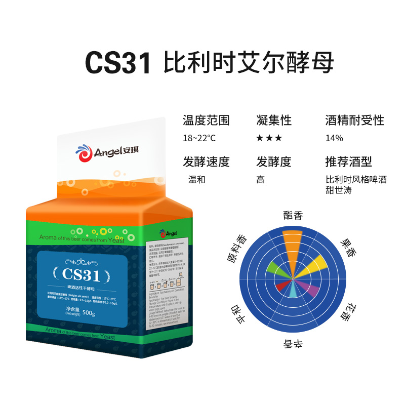 安琪CS31酵母粉比利时艾尔风格新包装精酿家酿啤酒原料Angel活性 - 图1