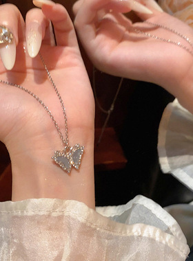 冰晶蝴蝶吊坠项链女冷淡风高级感镶钻锁骨链气质百搭颈链配饰