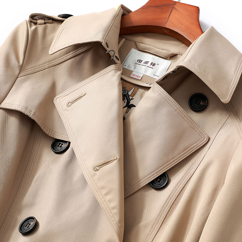 恒源祥旗舰店恒源祥风衣女中长款春秋休闲收腰气质大衣薄款过膝外套小个子1