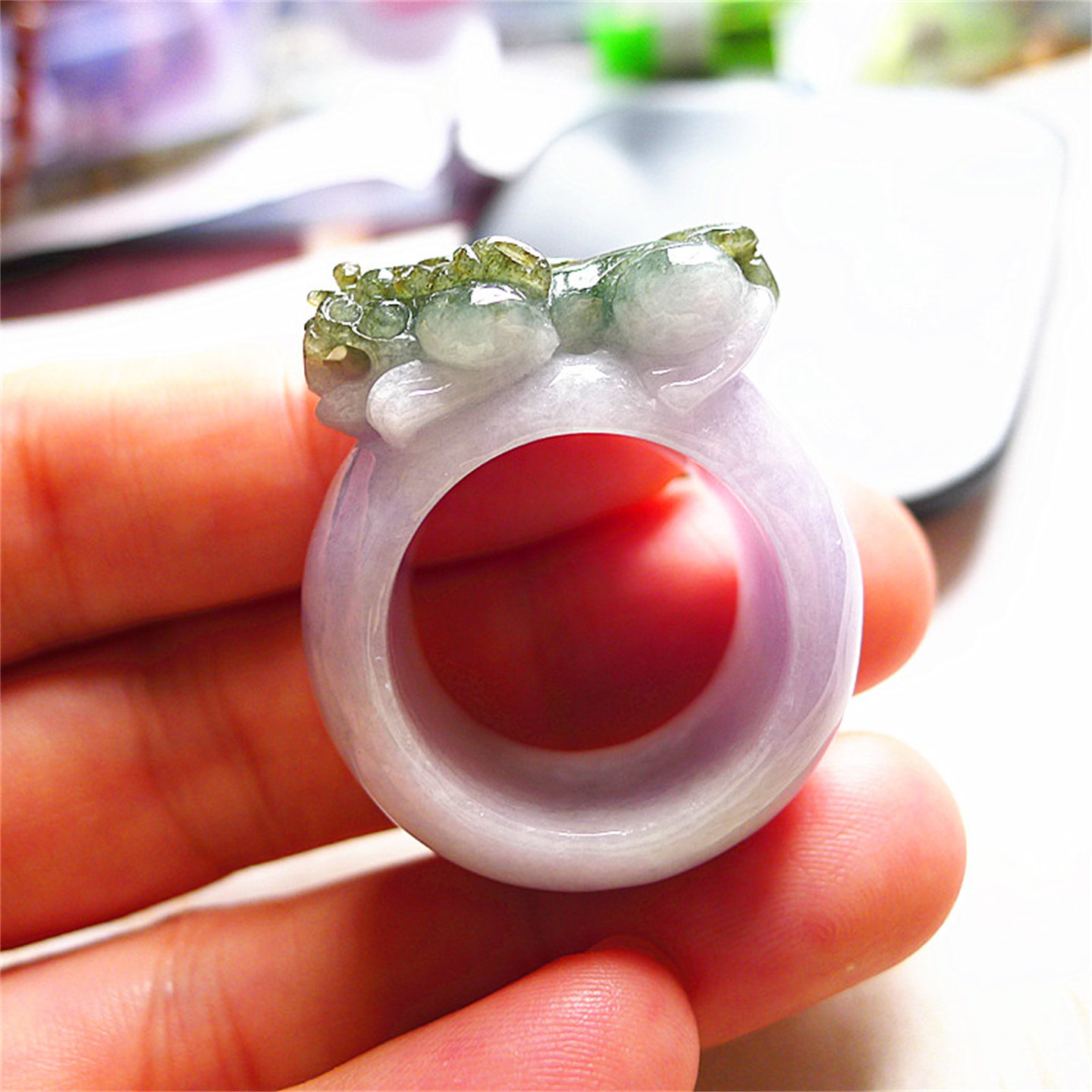 Natural Burmese jade A-grade old pit species exquisitely carved and moisturizing to attract wealth and treasure Pixiu ring with certificate