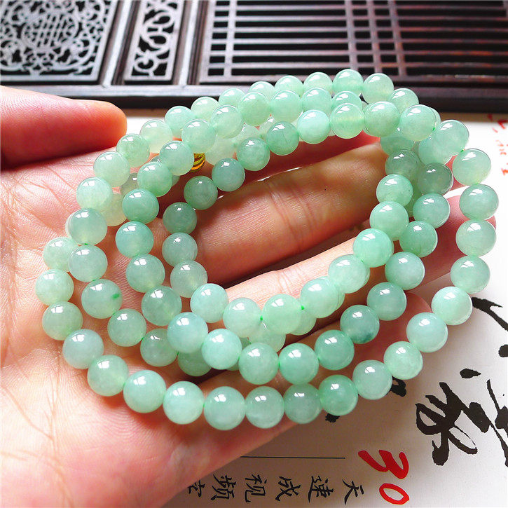 正品天然翡翠A货冰糯种翡翠 精美水润7.6毫米翡翠项链 配证书,淘宝优惠券,粉丝福利购,淘宝优惠卷