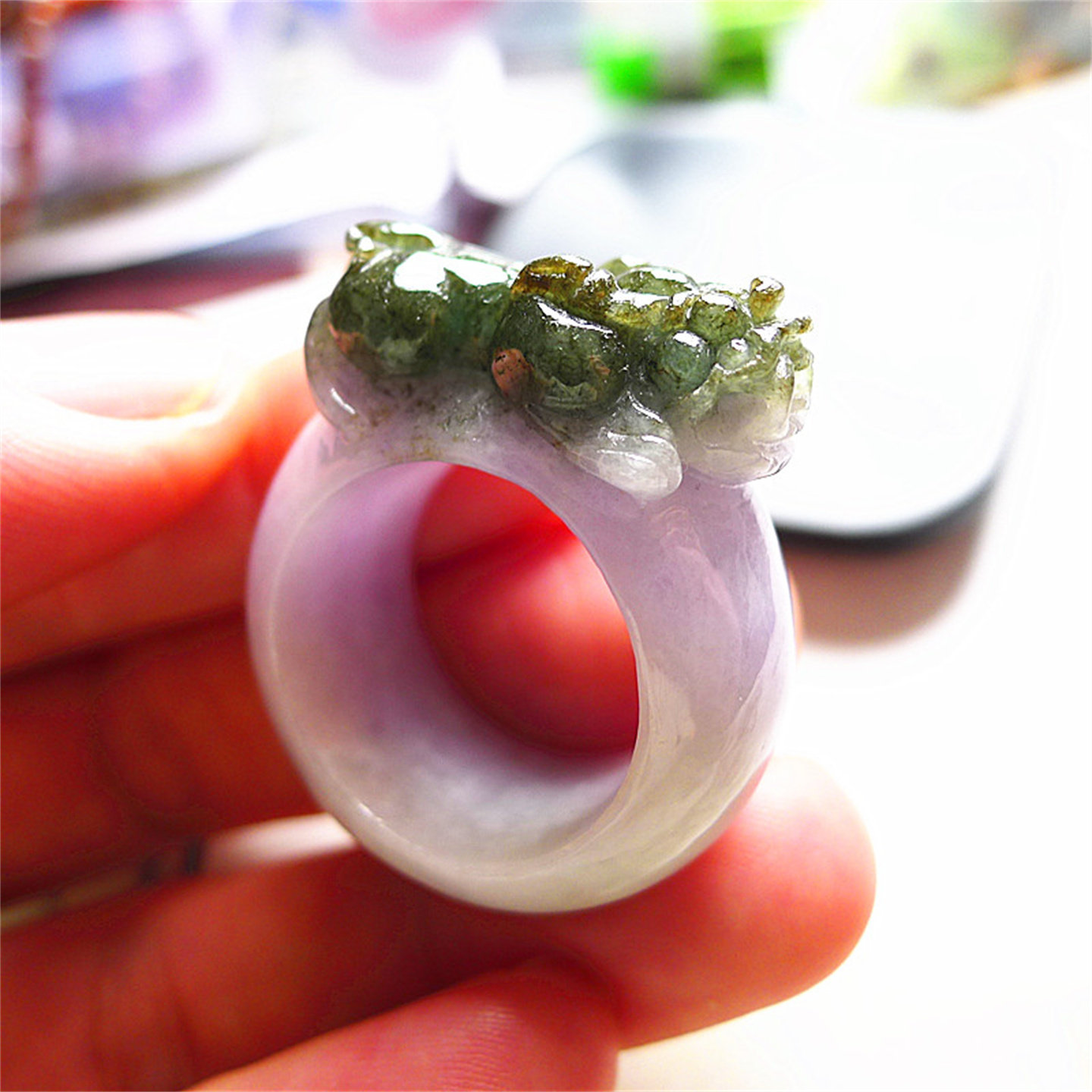 Natural Burmese jade A-grade old pit species exquisitely carved and moisturizing to attract wealth and treasure Pixiu ring with certificate