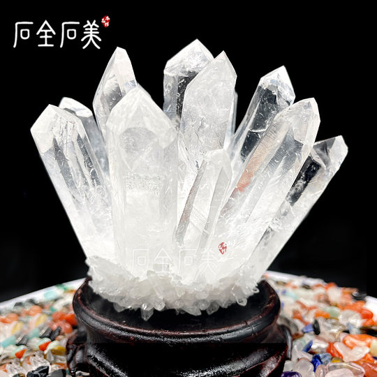 天然白水晶簇原石摆件手链消磁石家居办公室新家装饰送礼摆件