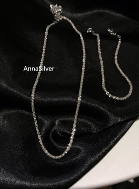 通体s925纯银波光粼粼手链锁骨链