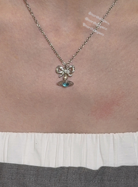 NDColl新色25ss实拍薄荷苏打玻璃绿球土星orb立体蝴蝶结项链钛钢