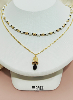 黑玛瑙神秘甜酷黑金叠戴链