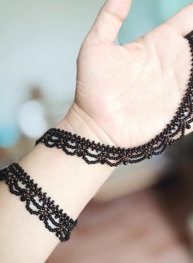 尖晶石黑金气质蕾丝项链