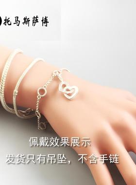 交织的心形吊坠龙虾扣挂坠吊饰欧美个性时尚银饰轻奢小众首饰品