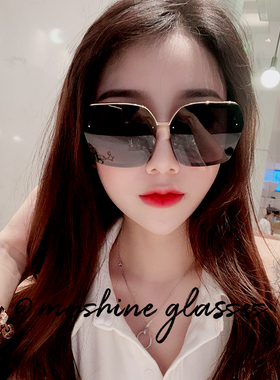 大方框时髦圆脸长脸黑色太阳镜